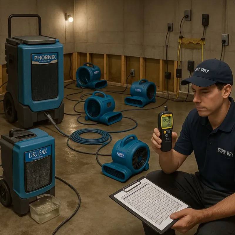Structural Drying and Dehumidification process in Pflugerville, TX